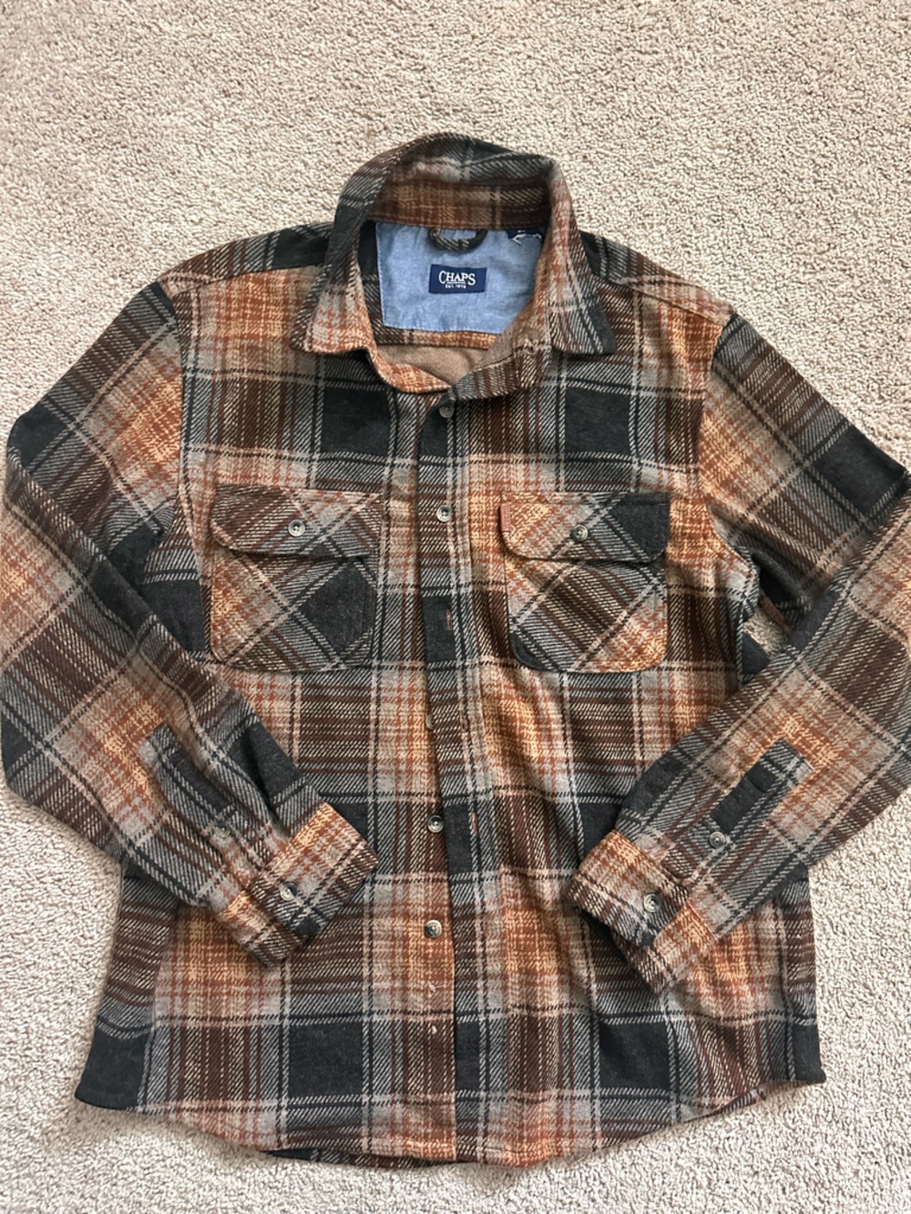 Chaps Brown & Black Plaid Flannel Shirt